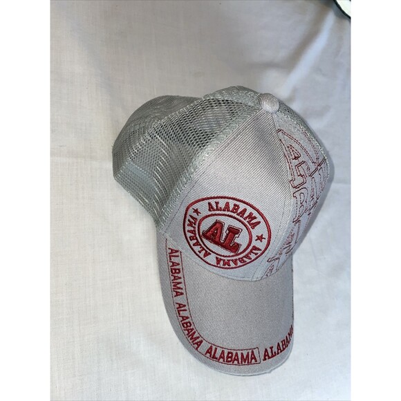 Unbranded Alabama Baseball Cap Unisex One Size Gray Red Adjustable Mesh Back - Picture 4 of 12